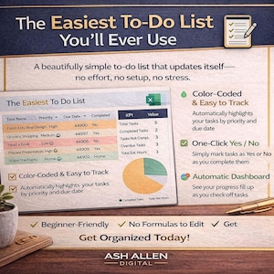 To Do List Excel Template, Automated Daily Task Tracker