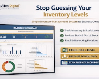 Sistema de Gestão de Inventário em Excel | Rastreador de Estoque e Painel de Controle de Inventário para Pequenas Empresas