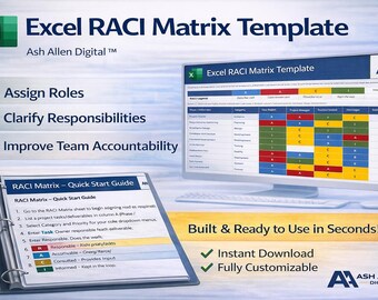 Excel RACI Matrix Template | RACI Chart with Dashboard | Responsibility Assignment Matrix | Project Management Excel Template