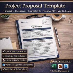 Plantilla editable para propuesta de proyecto / Word, Google Docs, PDF