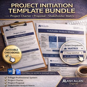 Project Initiation Bundle | Project Charter, Proposal, & Stakeholder Matrix Templates (Word, Google Docs, PDF)