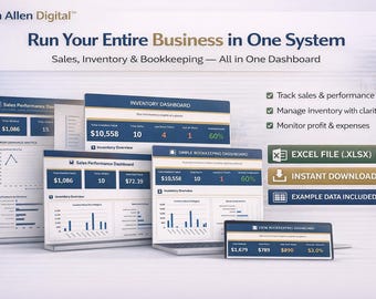 Sistema Excel Small Business Command Center™ | Pacote de Painéis de Controle de Vendas, Estoque e Contabilidade para Proprietários de Empresas
