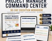 Project Manager Command Center™ | 90 Day Execution Planner | PM Workbook | Risk Tracker | PMP Template | Editable Word PDF