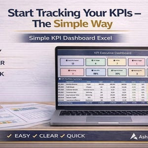 Simple KPI Dashboard Excel Template | Beginner Business KPI Tracker & Performance Metrics