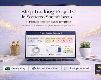 Project Tracker Excel Dashboard | Task Tracking, Budget & KPI Project Management Tool