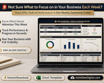 Modelo de Excel para Painel de Controle do CEO | Monitoramento Semanal de KPIs da Central de Comando