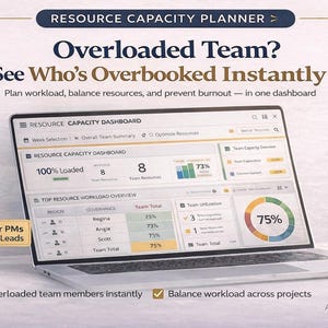 Resource Capacity Planner Excel Template | Team Workload & Utilization Tracker | PMO Dashboard Tool