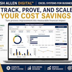 Lean Six Sigma Savings Excel | ROI Tracker | Cost Reduction Tool | KPI Metrics | Impact System