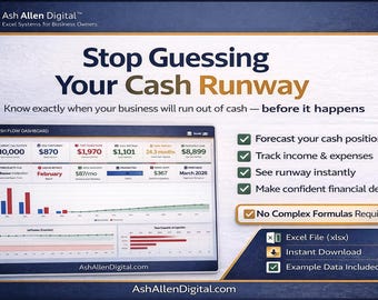 Planilha de previsão de fluxo de caixa em Excel | Calculadora de prazo e painel de finanças empresariais
