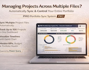 Painel de controle do PMO em Excel | Sistema de sincronização de portfólio | Rastreador de projetos | Gráfico de Gantt