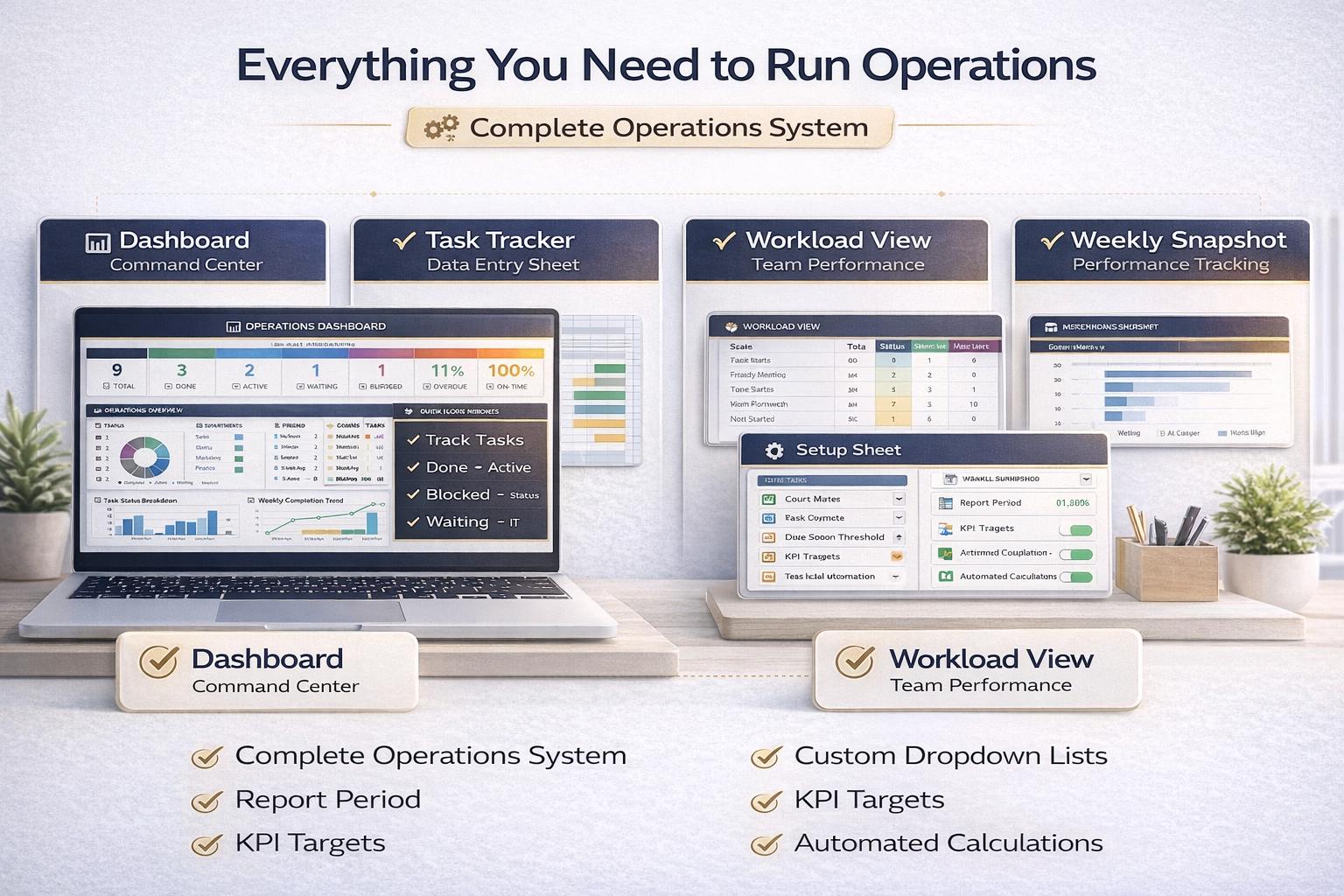 Operations Dashboard Excel Template | Task Tracker, Workflow Management ...