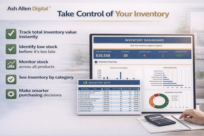Inventory Management Excel Template | Stock Tracker, Inventory Dashboard & Reorder Planner image 4