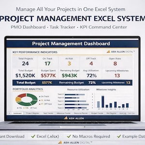 Ultimate Project Management Excel Template | Multi-Project Tracker, Gantt Chart & Dashboard System