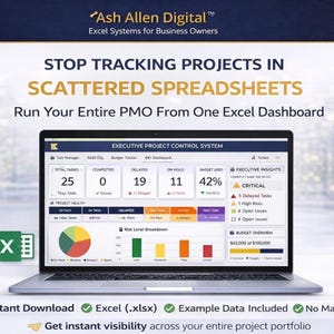 Excel Dashboard for Executive Project Control, KPI Tracker & Reporting System