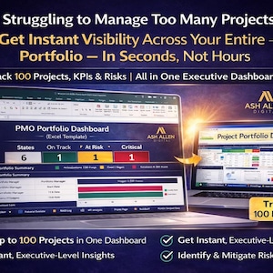 Project Portfolio Dashboard Excel Template | PMO System | Track Up to 100 Projects | KPI, RAID Log, Risk Register