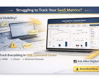 SaaS Dashboard Excel Template | MRR Churn Revenue Tracker | Subscription KPI Dashboard