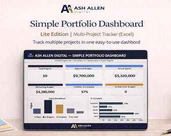 Simple Project Tracker Excel Template | Task Planner, Budget Tracker & Project Organizer