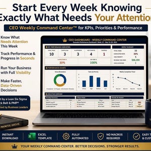 Excel-sjabloon CEO Dashboard | Wekelijkse Command Center KPI-tracker