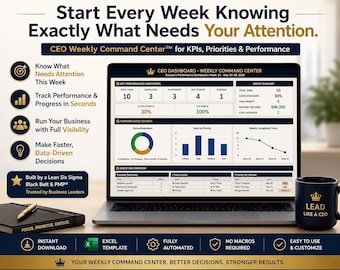 CEO Dashboard Excel Template | Weekly Command Center KPI Tracker