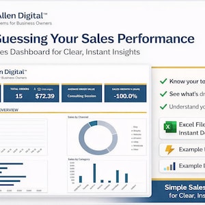 Sales Dashboard Command Center™ Excel System | Revenue Tracker and Performance Insights