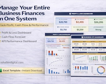 Cash Flow Forecast Excel + Profit and Loss Dashboard | Business Finance Command Center™ | Small Business Financial System