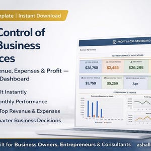 Profit and Loss Dashboard Excel | P&L Tracker with Income and Expense Analysis