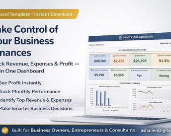 Profit and Loss Dashboard Excel | P&L Tracker with Income and Expense Analysis