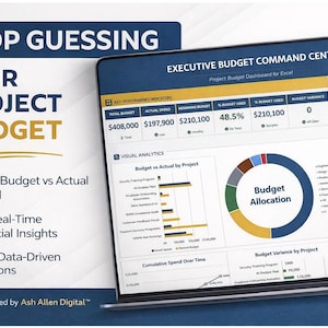 Project Budget Dashboard Excel | Planned vs Actual Tracker, Cost Management & Financial Reporting Tool