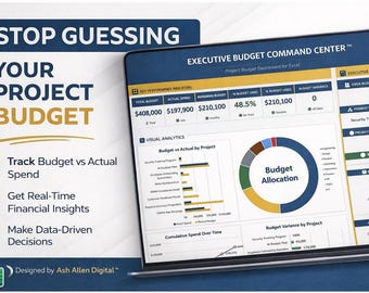 Project Budget Dashboard Excel | Planned vs Actual Tracker, Cost Management & Financial Reporting Tool