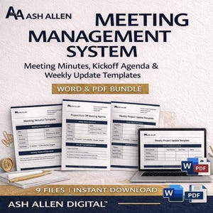 Meeting Minutes Template Bundle | Kickoff Agenda, Project Update, PMO Documentation Kit