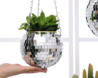 Indoor Disco Ball Planter, Hanging planter for small house plants or succulents