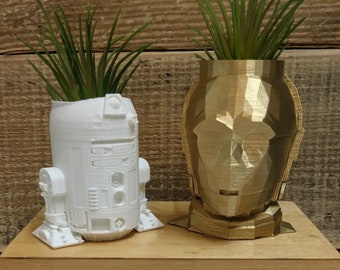 Droid or Robot Planters for small succulents or Air Plant Display Desk Planter