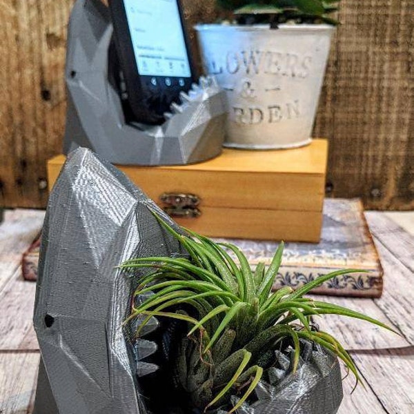 Shark Planter for Indoor Garden for Air Plants or Phone Charger Stand, 3D printed