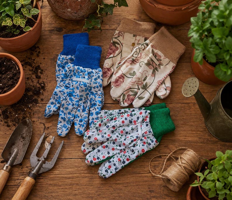 Gardening Gloves for Adult women & kids, Cotton garden gloves, gardener gift image 1