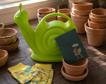 Kids Gardening Kit – Snail Watering Can, Wildflower Fairy Seeds & Terracotta Pot