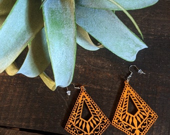 Boho Triangle Wooden Earrings, Lightweight dangle earrings, Mother's day gift