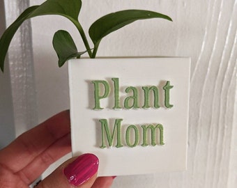 Plant Mom Planter, Small Box Planter for Indoor Gardening, Cube planter box