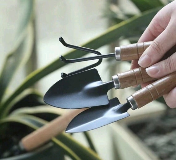 4 Piece Mini Garden Tool Set Terrarium Supplies, Wooden Shovel Rake for  Succulent Planter Pots, Bonsai Planting, for Indoor Plants - Etsy