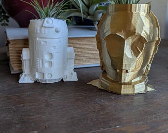 Droid or Robot Planters for small succulents or Air Plant, Display Desk Planter