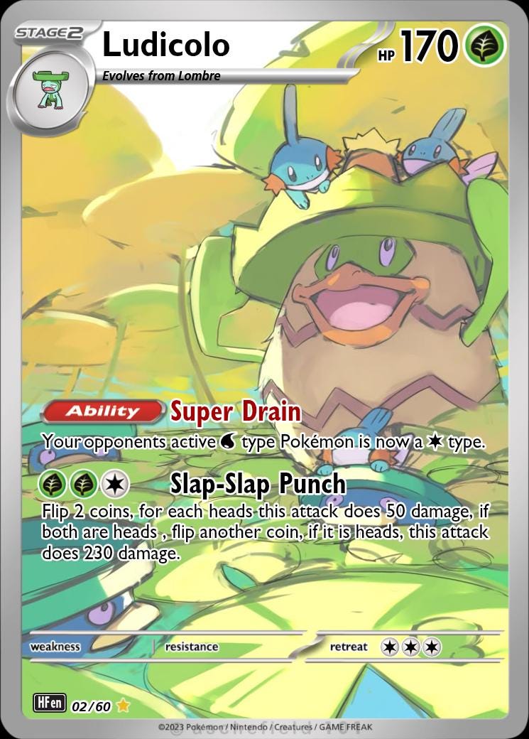 pokemon card ludicolo Reverse Holo #007/094 Holo Rare Retreat cost Misprinted Ludicolo Pokmon card error