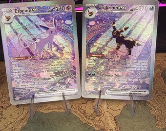 Umbreon and Espeon Full Art Textured & Holographic cards