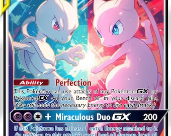 Pokemon Gold Metal Card Mewtwo and Mew Tag Team HP270 | Rare Stainless  Steel Collectable Cards VSTAR GX and More - Etsy