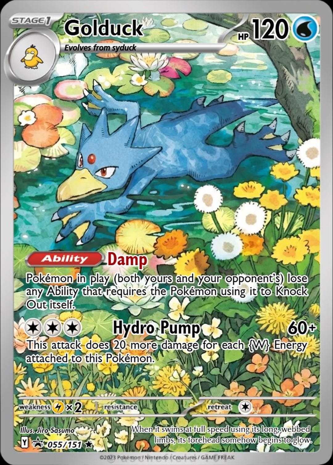 golduck pokemon card price 055/165 - 151 - Evolution Lot Features the Water Golduck Evolving Skies 25