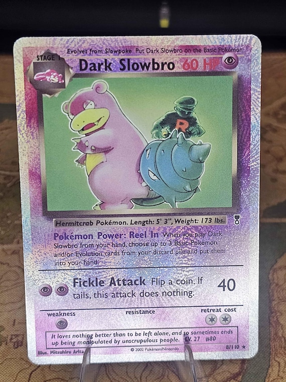 pokemon card dark slowbro Team Rocket Unlimited Holo 12/82 PSA 9 w/ SWIRL  TBC Games [PP] Fickle Attack (40) Flip a coin 1st Edition Dark Slowbro Card