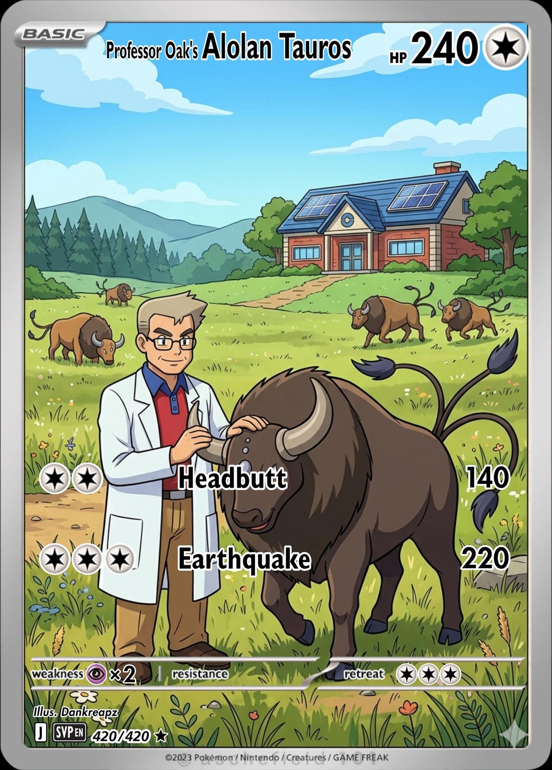 Professor Oak's Alolan Tauros Full Art - Etsy
