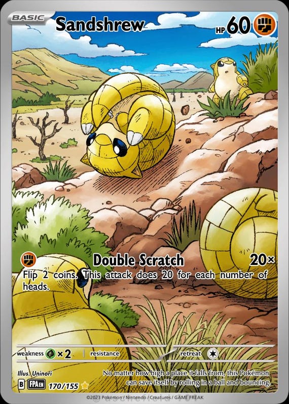 sandshrew full art pokemon card - 027/165 - Pokemon 151 - Reverse Foil 30 Retreat Cost Sandshrew Full Art