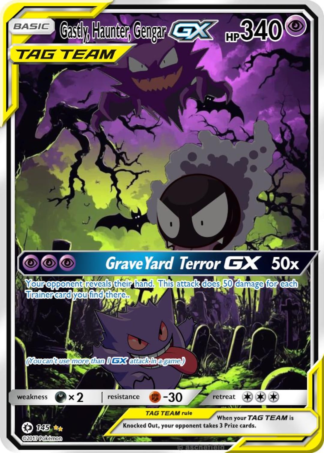 haunter pokemon card gx this item offers a spectacular aesthetic for a gallery Gastly, Haunter Gengar Full Art