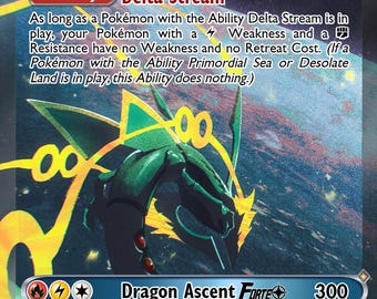 Pikachu Cosplay Mega Rayquaza Shiny Full Art Gold Metal Pokemon Card - Etsy