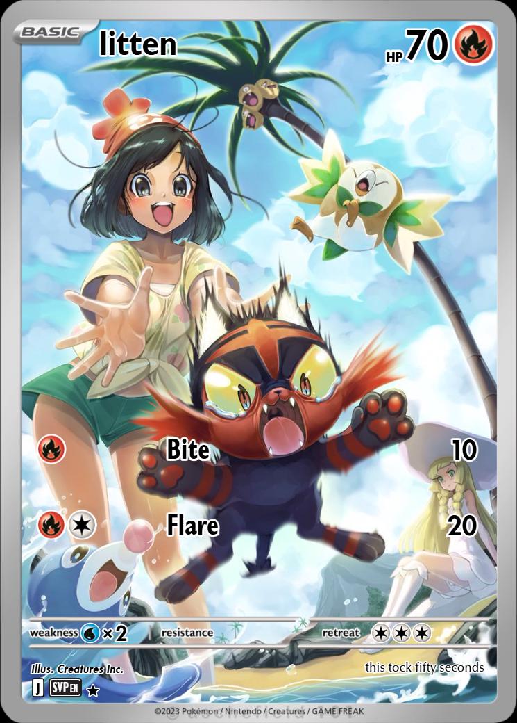 litten pokemon card 3D Pokmon REND SV05 Litten Full Art - Etsy