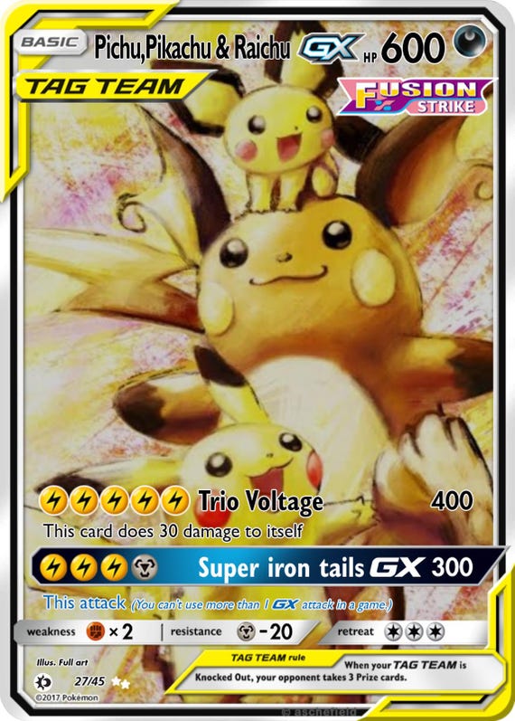 Pichu, Pikachu & Raichu GX Tag Team - Etsy
